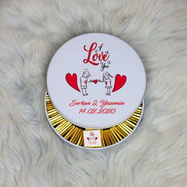 Sevgiliye Hediye Metal Kutuda Çikolata 100 Adet 025