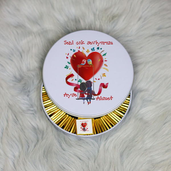 Sevgiliye Hediye Metal Kutuda Çikolata 100 Adet 026