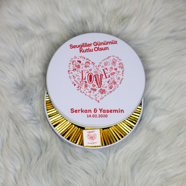 Sevgiliye Hediye Metal Kutuda Çikolata 100 Adet 028