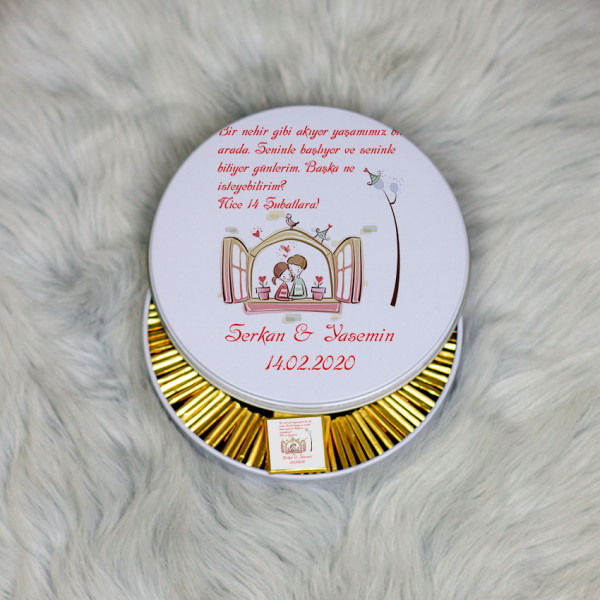 Sevgiliye Hediye Metal Kutuda Çikolata 100 Adet 034