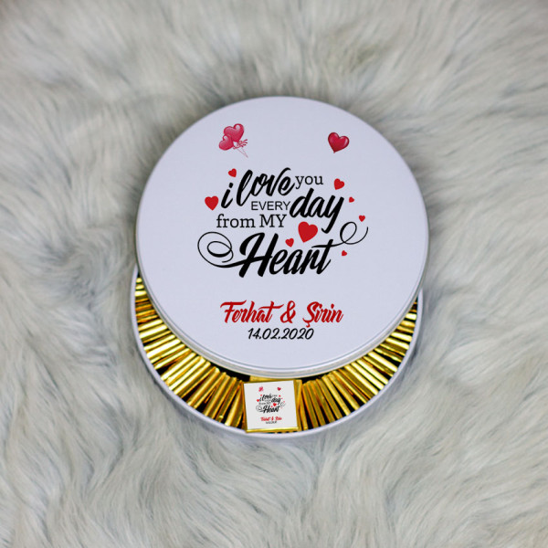 Sevgiliye Hediye Metal Kutuda Çikolata 100 Adet 036