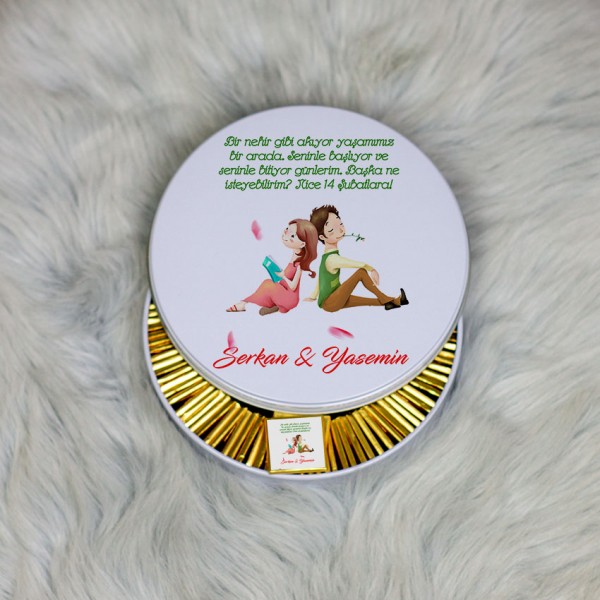 Sevgiliye Hediye Metal Kutuda Çikolata 100 Adet 038