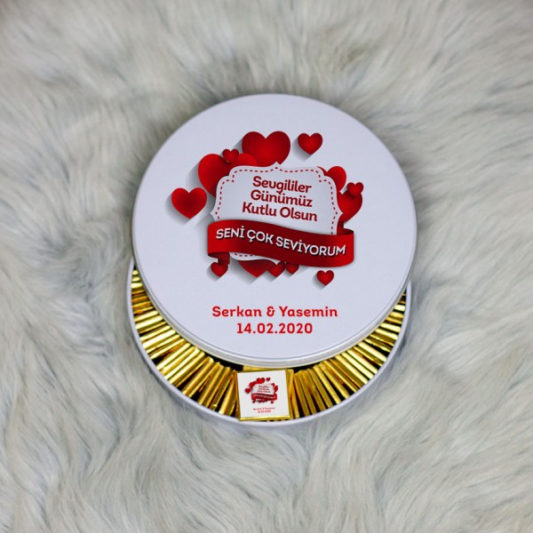 Sevgiliye Hediye Metal Kutuda Çikolata 100 Adet 039
