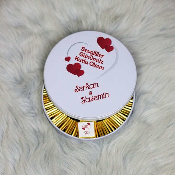 Sevgiliye Hediye Metal Kutuda Çikolata 100 Adet 040