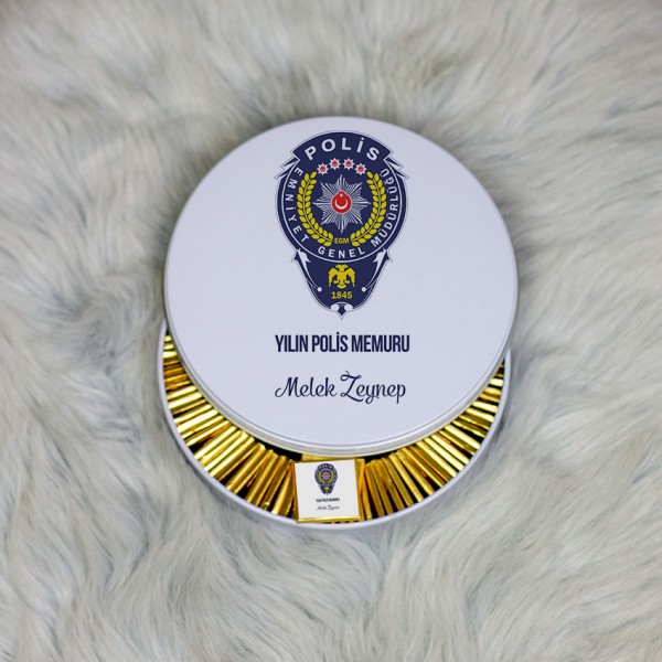 Yılın Polis Memuru Metal Kutuda Çikolata 100 Adet