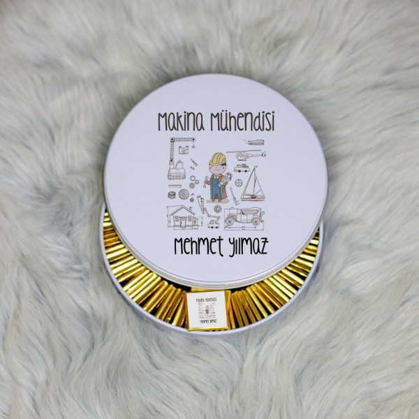 Makine Mühendisi Metal Kutuda Çikolata 100 Adet