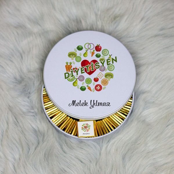 Diyetisyene Hediye Metal Kutuda Çikolata 100 Adet 001