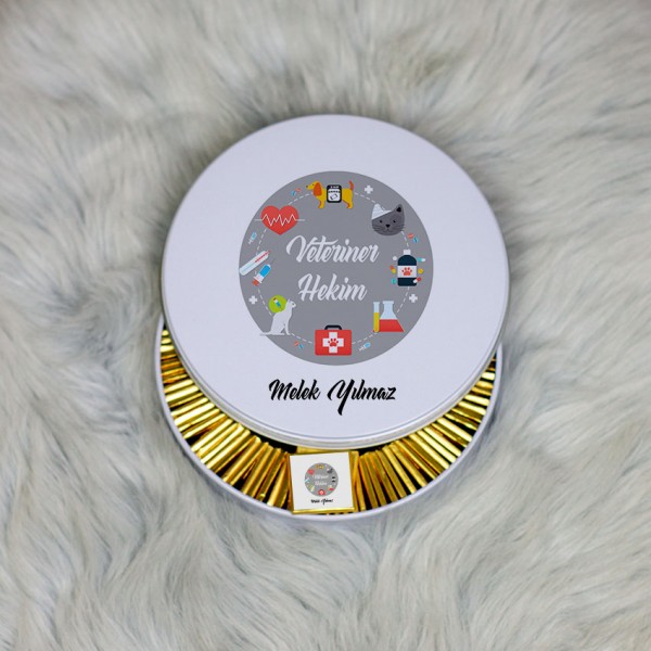 Veteriner Hekime Hediye Metal Kutuda Çikolata 100 Adet 002