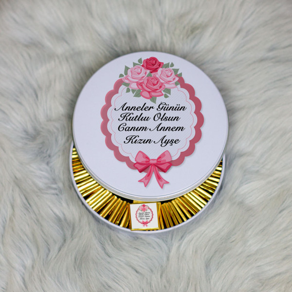 Anneler Günün Kutlu Olsun Canım Annem Metal Kutuda Çikolata 100 Adet