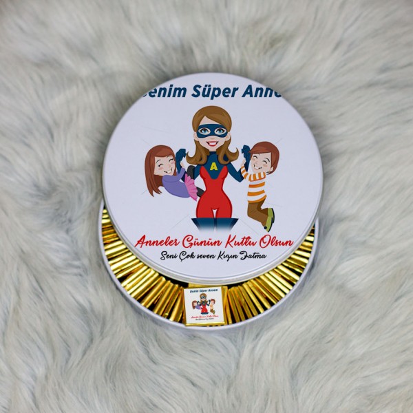 Anneler Günü Hediyesi Metal Kutuda Çikolata 100 Adet 004