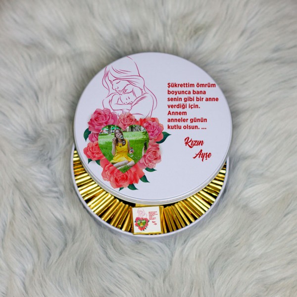 Anneler Günü Hediyesi Metal Kutuda Çikolata 100 Adet 008