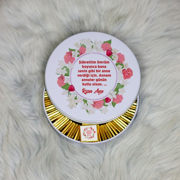 Anneler Günü Hediyesi Metal Kutuda Çikolata 100 Adet 010