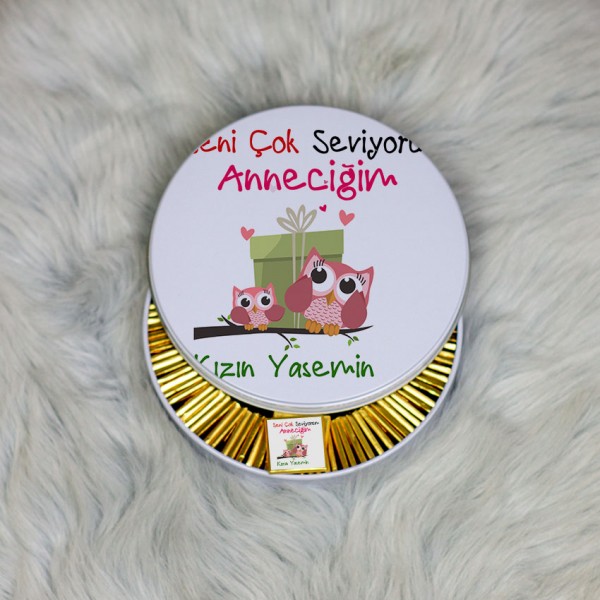 Anneler Günü Hediyesi Metal Kutuda Çikolata 100 Adet 011