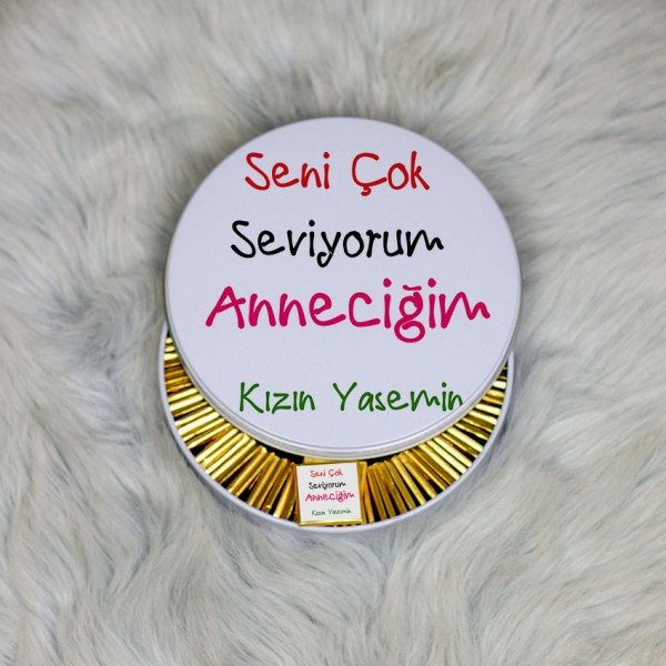 Anneler Günü Hediyesi Metal Kutuda Çikolata 100 Adet 012