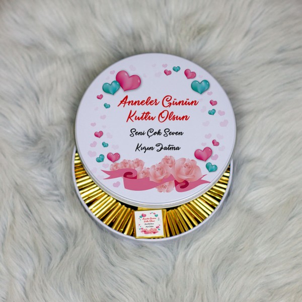 Anneler Günü Hediyesi Metal Kutuda Çikolata 100 Adet 013
