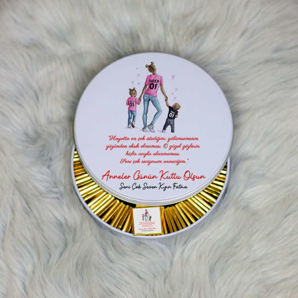 Anneler Günü Hediyesi Metal Kutuda Çikolata 100 Adet 015