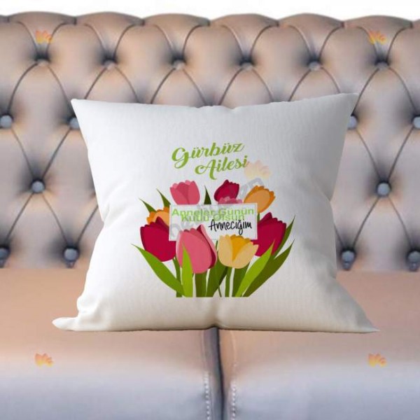 Anneler Günü Yeşil Tasarım Yastık