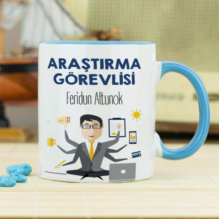 Araştırma Görevlisi Mavi Tasarım Kupa Bardak