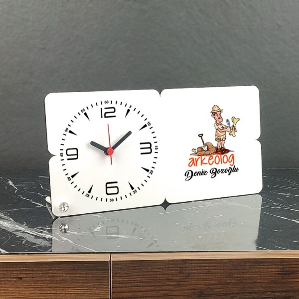 Arkeolog Ahşap Masa Saati 002