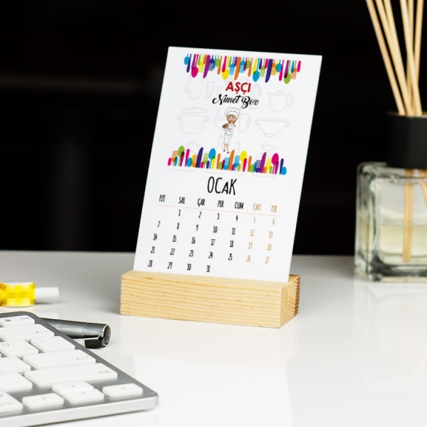 Aşçı Kırmızı Tasarım Masa Takvimi