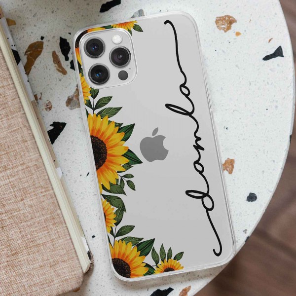 Ayçiçeği Şeffaf Telefon Kılıfı (Sadece iPhone Modelleri)