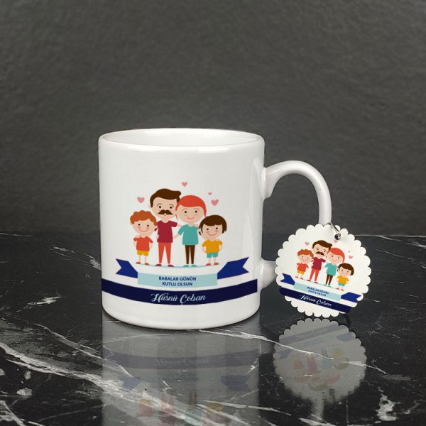 Babalar Günü Hediyesi Kupa Bardak ve Anahtarlık Set