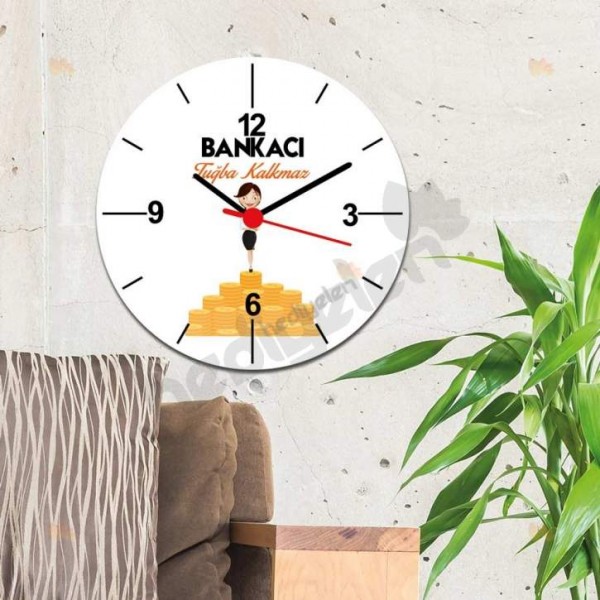 Bankacı Kadın Figür Duvar Saati