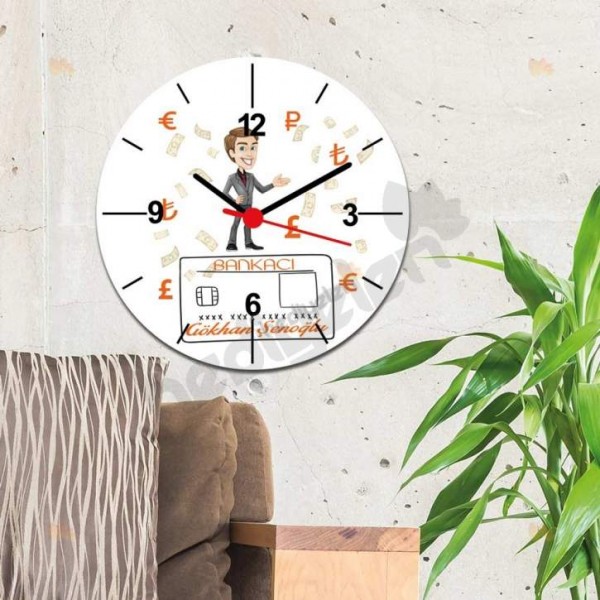 Bankacı Kart Tasarım Duvar Saati