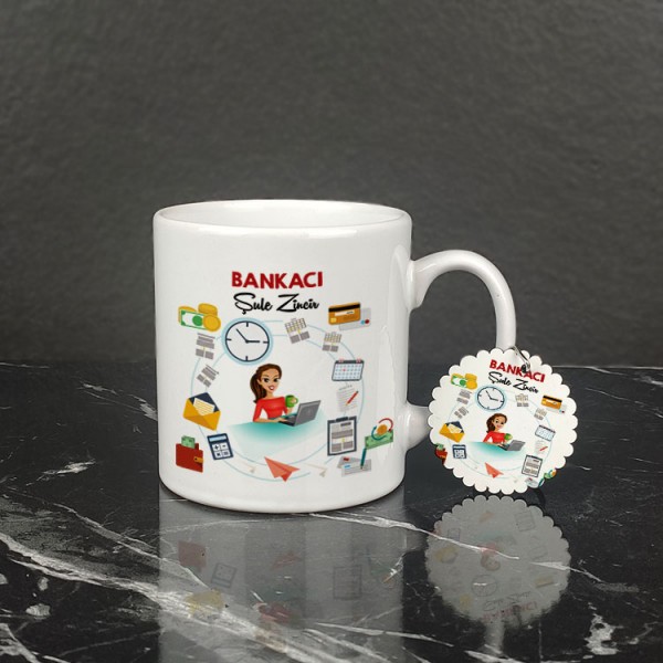 Bankacı Kupa Bardak ve Anahtarlık Set 001