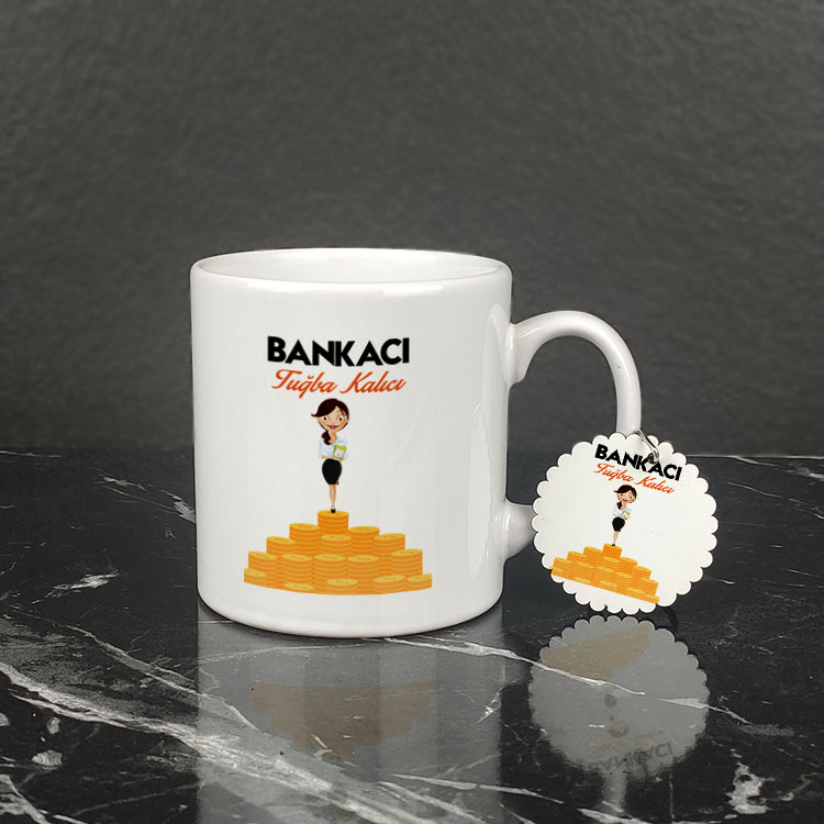 Bankacı Kupa Bardak ve Anahtarlık Set 004