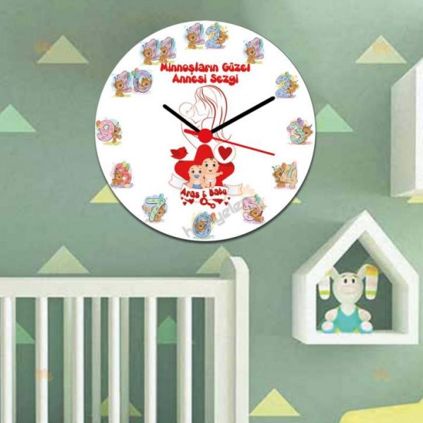 Bebek Kırmızı Tasarım Duvar Saati