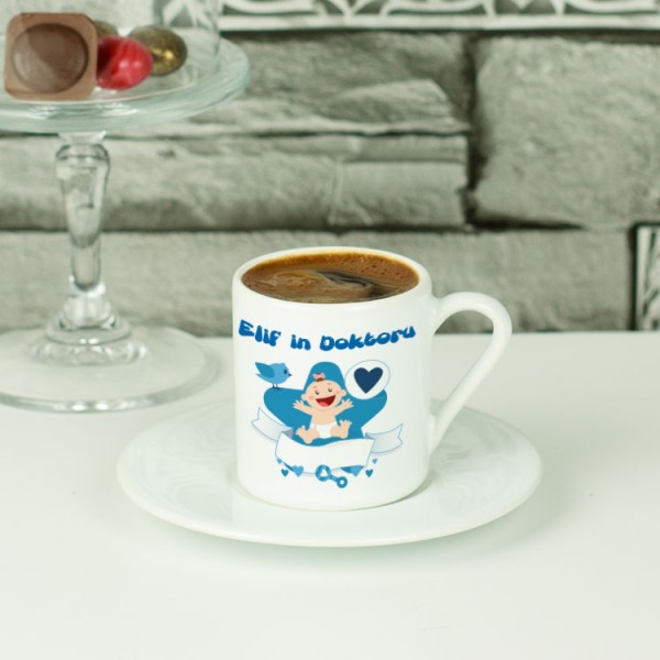 Bebek Mavi Tasarım Kahve Fincanı