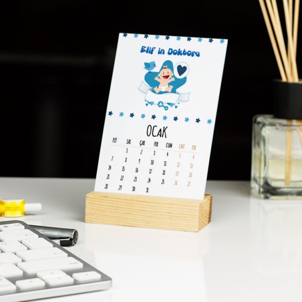 Bebek Mavi Tasarım Masa Takvimi