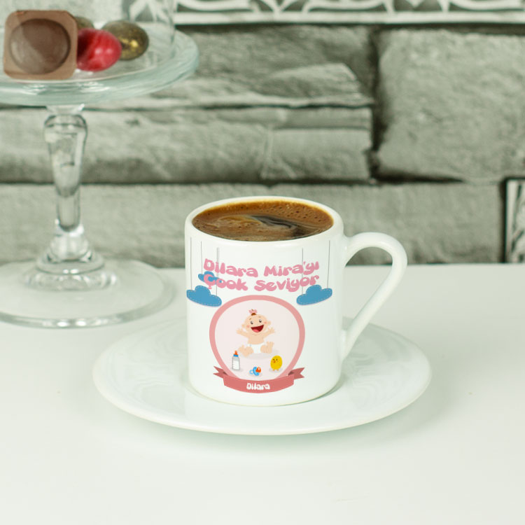 Bebek Pembe Tasarım Kahve Fincanı