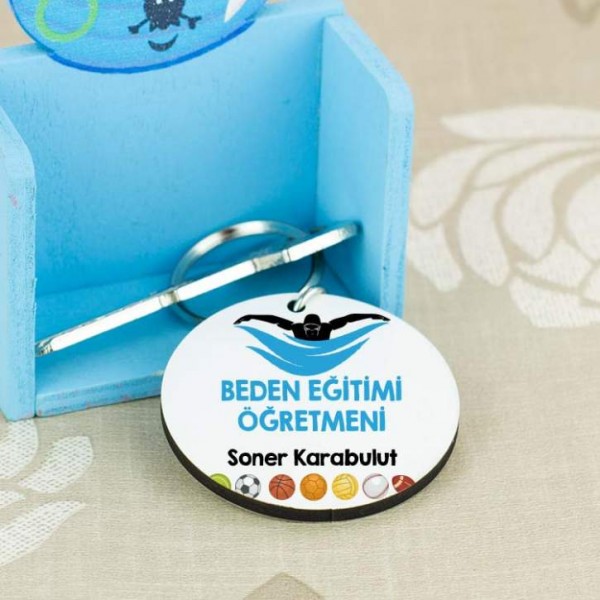 Beden Eğitimi Öğretmenine Hediye Yüzme Tasarım Anahtarlık