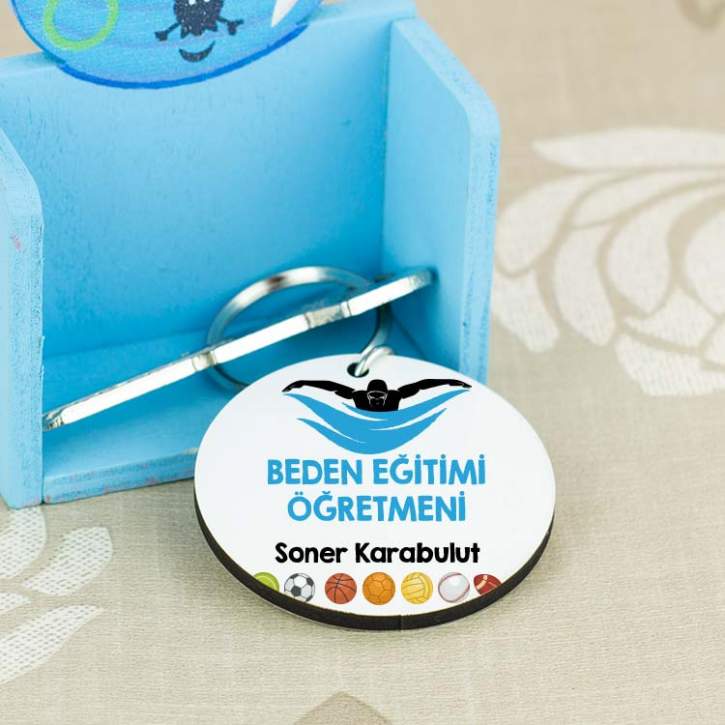 Beden Eğitimi Öğretmenine Hediye Yüzme Tasarım Anahtarlık