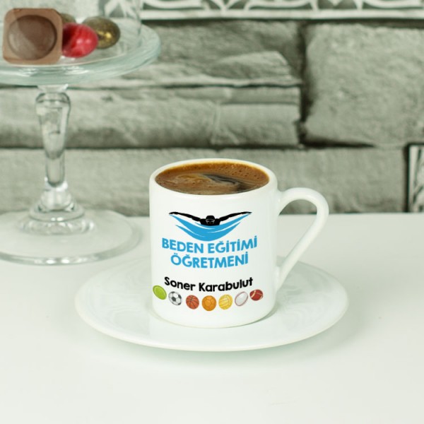 Beden Eğitimi Öğretmenine Hediye Yüzme Tasarım Kahve Fincanı