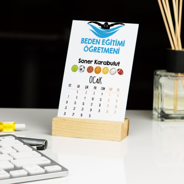 Beden Eğitimi Öğretmenine Hediye Yüzme Tasarım Masa Takvimi
