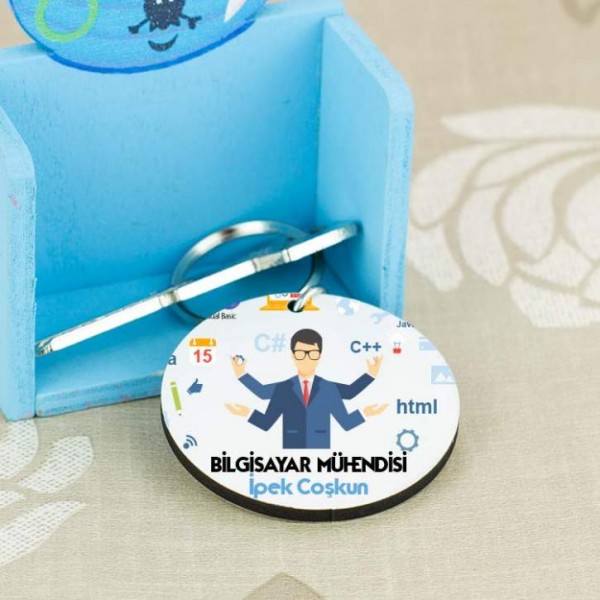 Bilgisayar Mühendisi Mavi Tasarım Anahtarlık