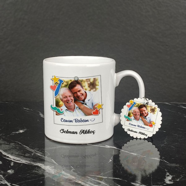 Canım Babam Fotoğraflı Kupa Bardak ve Anahtarlık Set