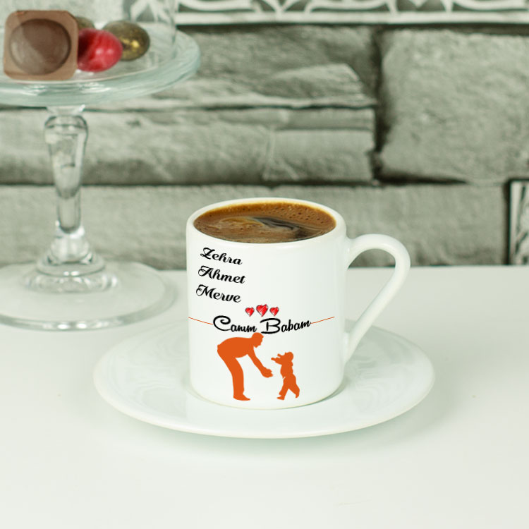 Canım Babam Turuncu Tasarım Kahve Fincanı