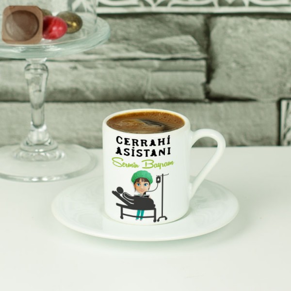 Cerrahi Asistanı Kadın Figür Kahve Fincanı