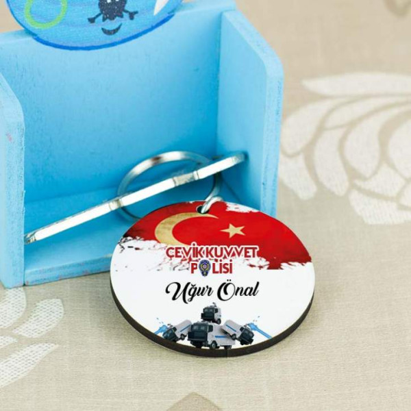 Çevik Kuvvet Polisi Bayrak Tasarım Anahtarlık