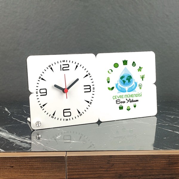 Çevre Mühendisi Ahşap Masa Saati
