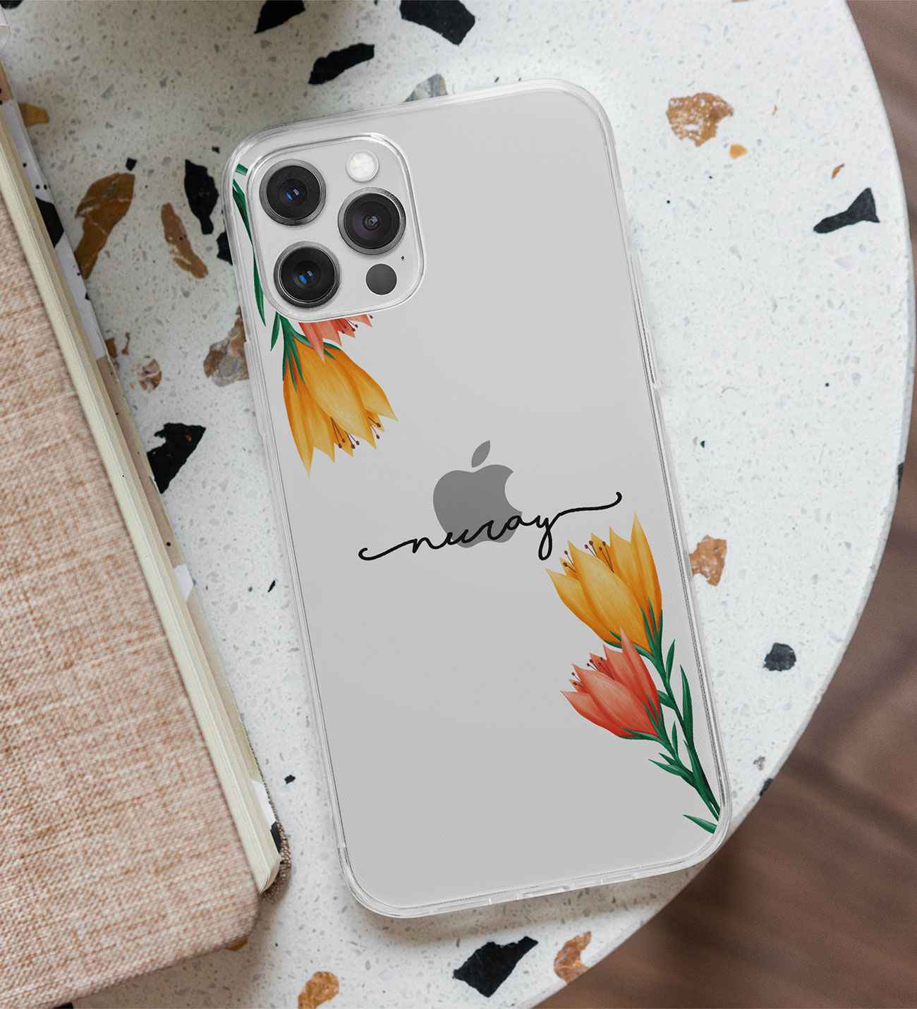 Çiçek Şeffaf Telefon Kılıfı (Sadece iPhone Modelleri)