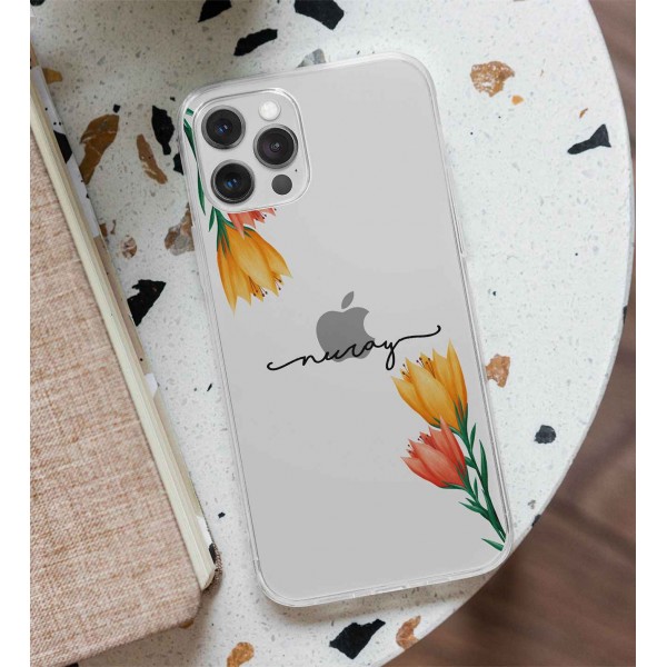 Çiçek Şeffaf Telefon Kılıfı (Sadece iPhone Modelleri)