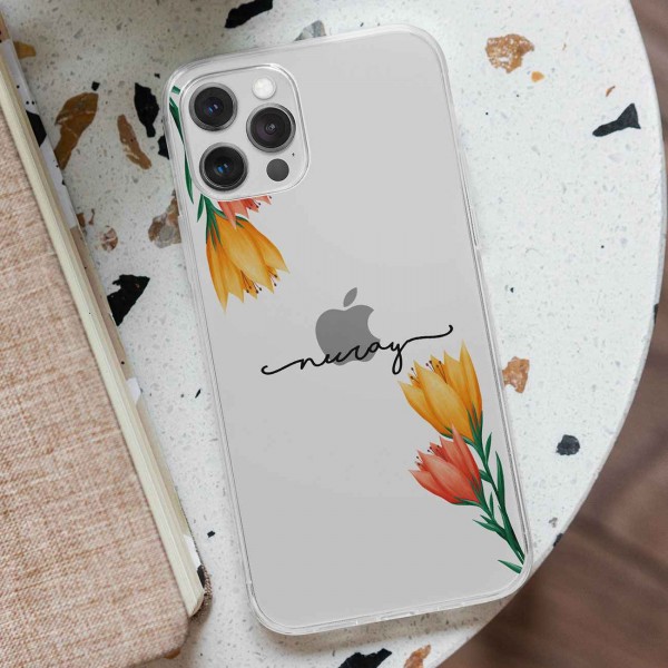 Çiçek Şeffaf Telefon Kılıfı (Sadece iPhone Modelleri)