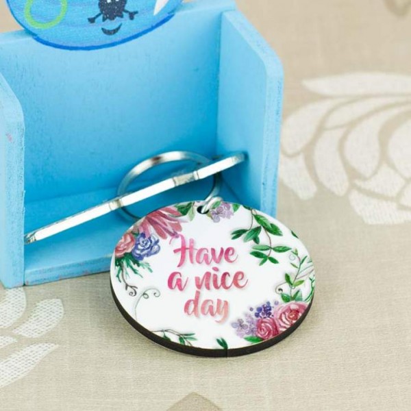 Çiçek Yuvarlak Tasarım Anahtarlık