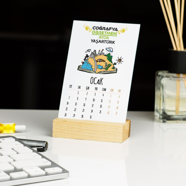 Coğrafya Öğretmenine Hediye Yeşil Tasarım Masa Takvimi