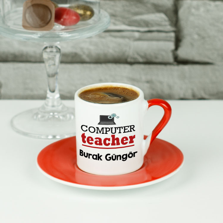 Computer Teacher Kırmızı Tasarım Kahve Fincanı